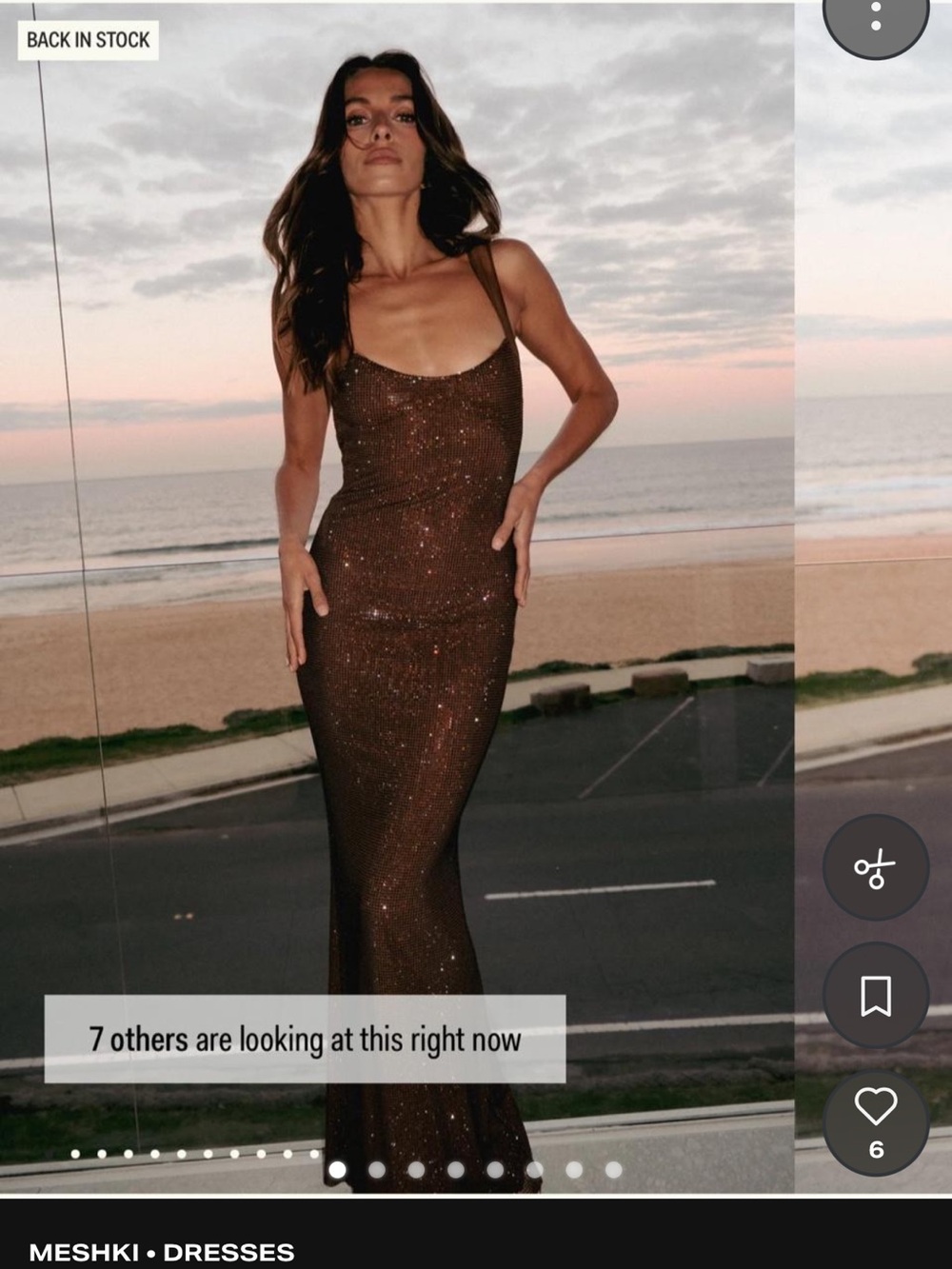 Meshki Brown Sparkle Maxi Slip Dress